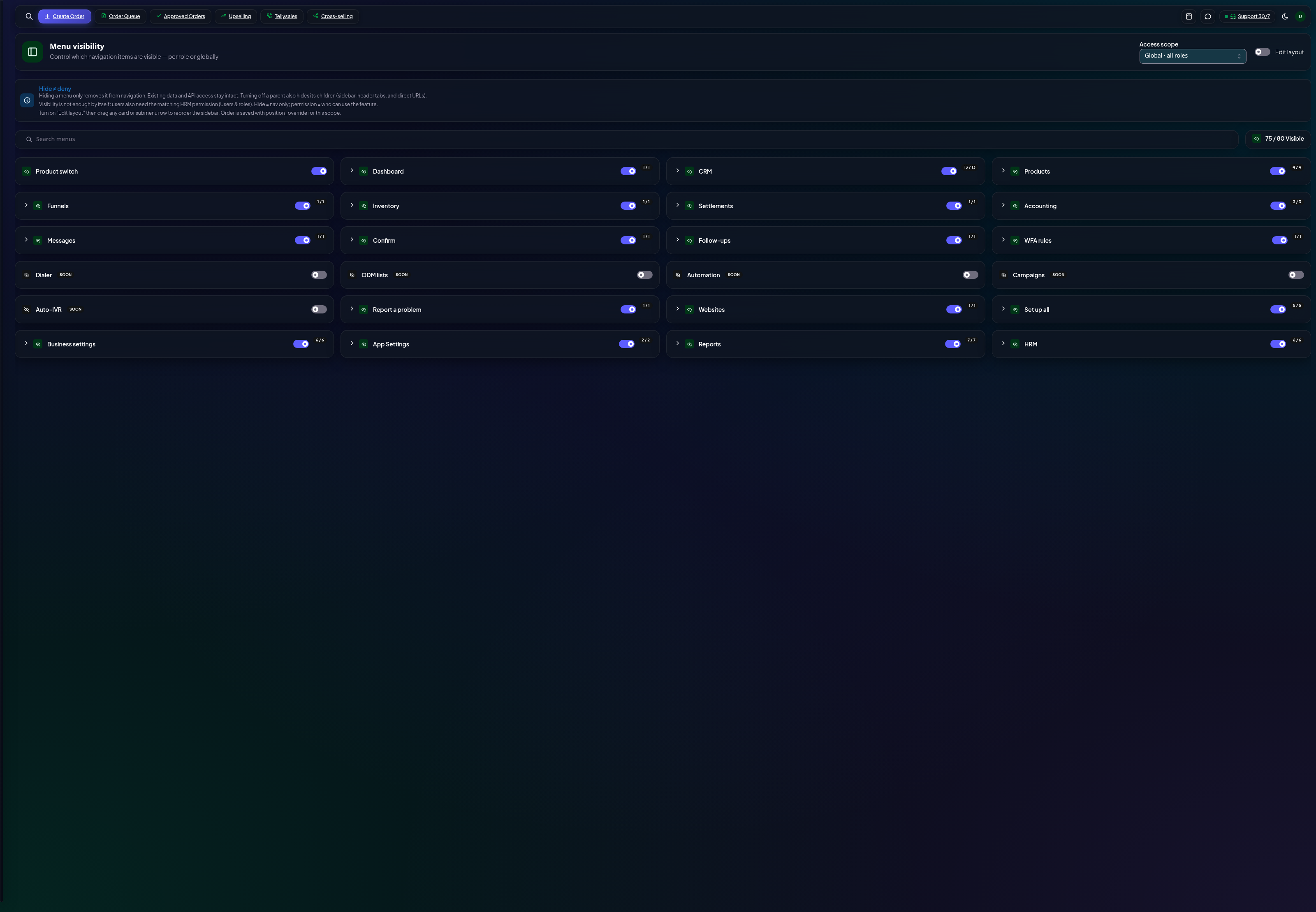Menu visibility by role