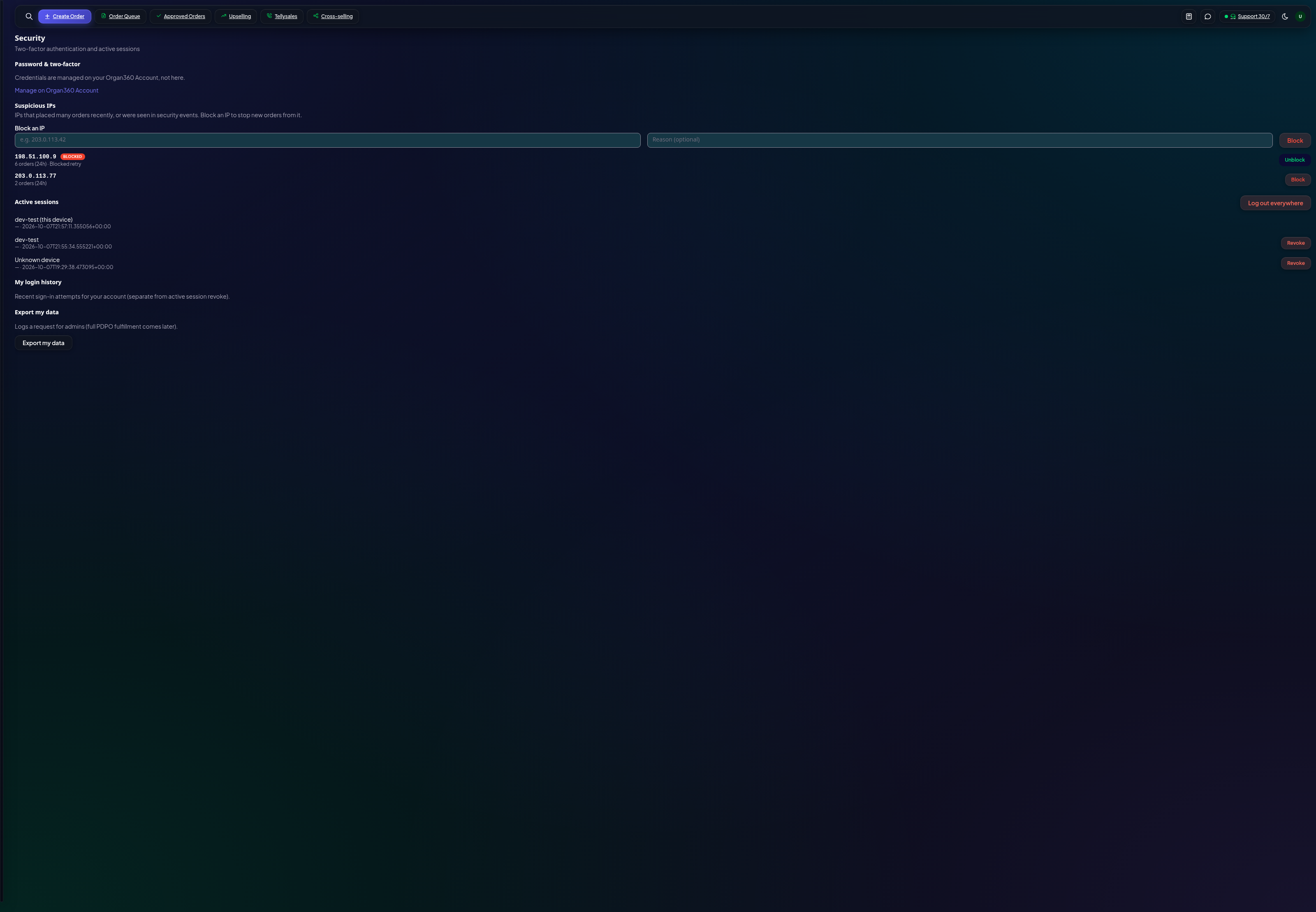 Security — suspicious IPs and sessions