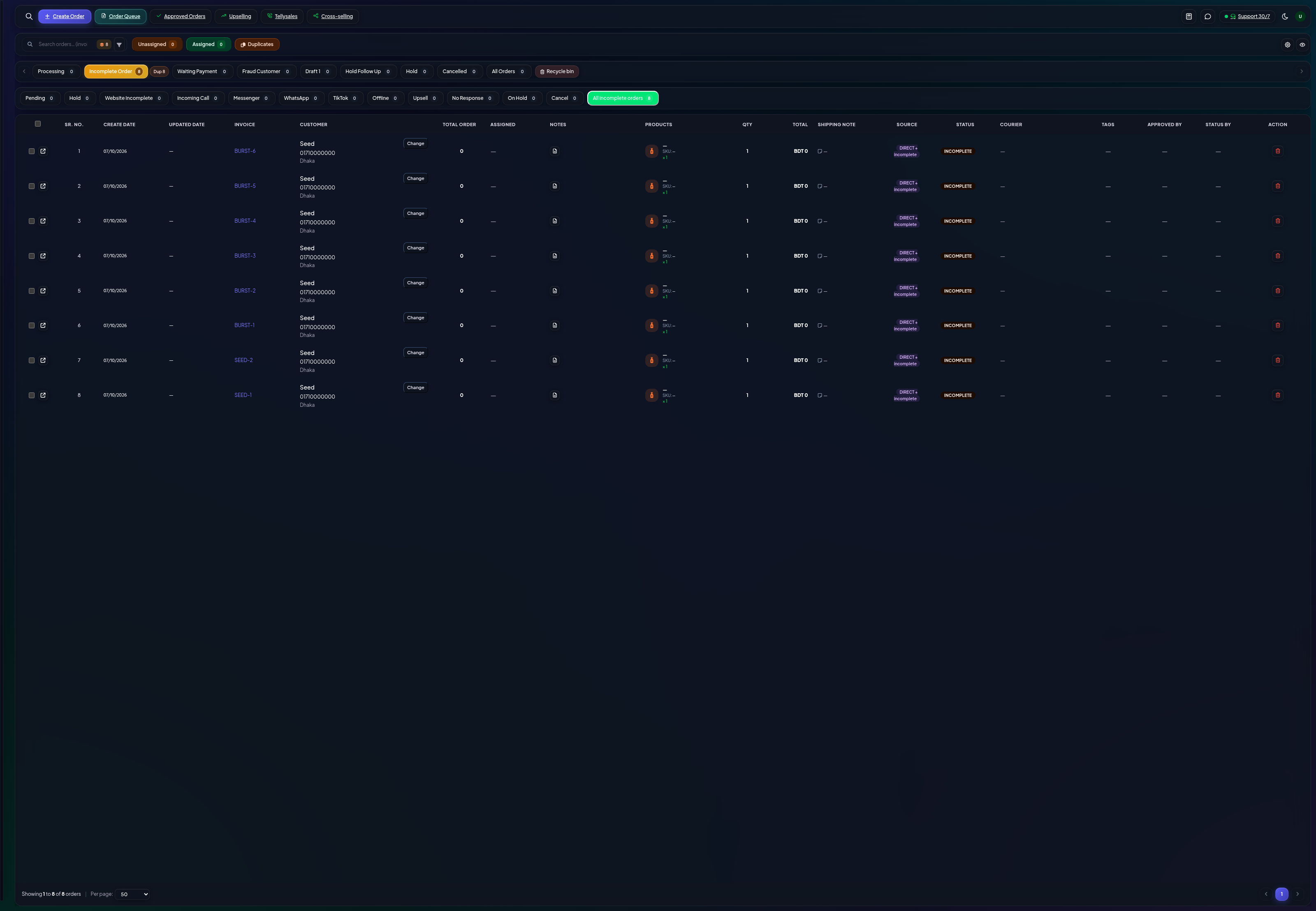 OrderHub with the order pipeline